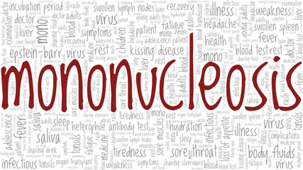 Mononucleosis vector illustration word cloud isolated on a white background.