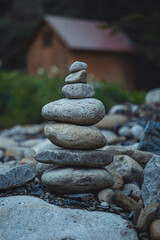 Zen stones. Smooth gray stones. Balancing stones. Figure of stones