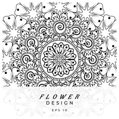 Mehndi flower for henna, mehndi, tattoo, decoration. decorative ornament in ethnic oriental style. doodle ornament. coloring book page.