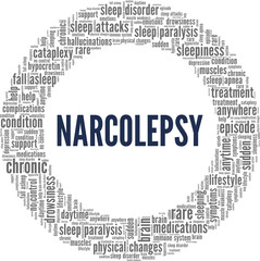 Narcolepsy vector illustration word cloud isolated on a white background.