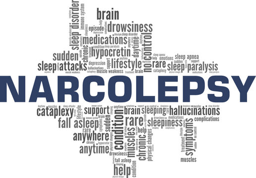 Narcolepsy vector illustration word cloud isolated on a white background.