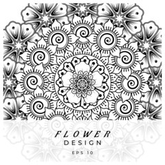 Mehndi flower for henna, mehndi, tattoo, decoration. decorative ornament in ethnic oriental style. doodle ornament. coloring book page.