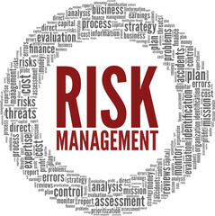 Risk Management vector illustration word cloud isolated on a white background.