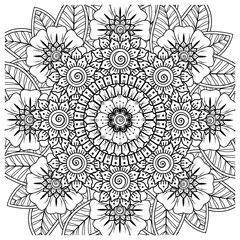 Mehndi flower for henna, mehndi, tattoo, decoration. decorative ornament in ethnic oriental style. doodle ornament. coloring book page.