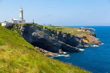 Fototapeta na wymiar Lighthouse at cape Major (Faro de Cabo Mayor). Santander. Spain