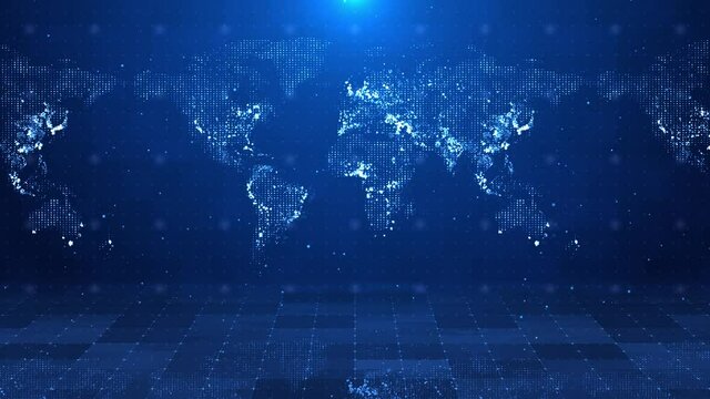 Global World Map network connection and data worldwide connections Loop Animation. Business Global Network Data Technology global world network. social Cyberspace Digital Data Network.