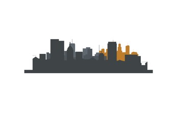 City skyscraper silhouette layer simple flat illustration