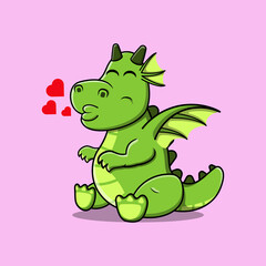 Little Dragon vector illustration give a kiss.