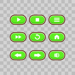 Game user interface with level selection screen, including stars, arrows, masterkeys and strat botton, and elements for creating medieval RPG video games, Vector illustration