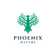 green phoenix fire tree nature  logo design illustration