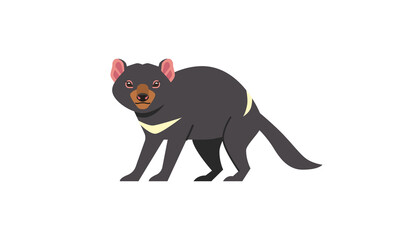 Australian native animal Tasmanian Devil (Sarcophilus harrisii) side angle view, flat style vector illustration isolated on white background