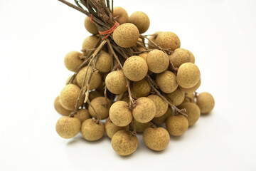 Longan fruit isolated on white background, selective focus