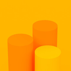 Abstract 3d yellow orange colors cylinder podium minimal studio background.