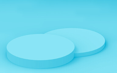 Abstract 3d blue color cylinder podium minimal studio background.