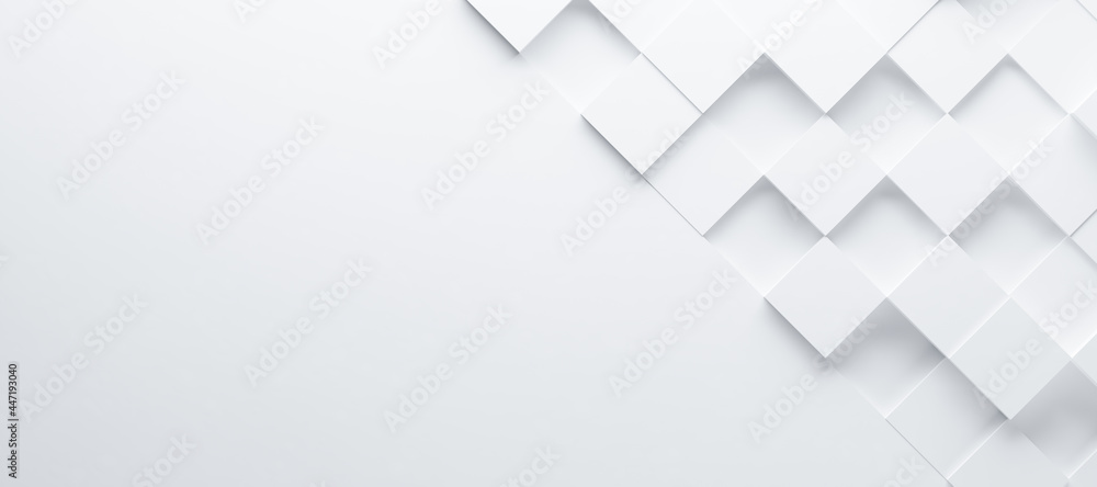Poster abstract and illustration of white box or cube background,light and shadow with free space, 3d rende