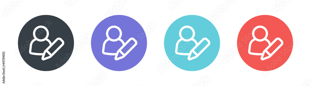 Poster edit profile icon set. user with pencil icon symbol.