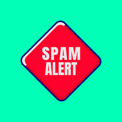 Spam alert. Road sign on green background. vector illustration.