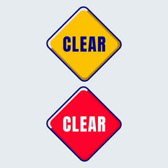 Clear sign on white background