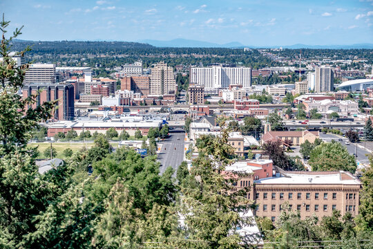 Spokane washington city skyline and streets