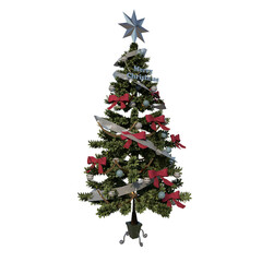 Christmas tree 7- Front view white background 3D Rendering Ilustracion 3D