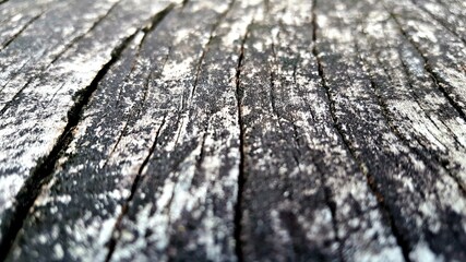 Rotten wood plank with cracked lines