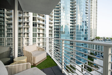 Photo of a condo balcony with city views