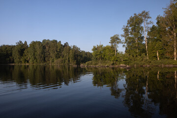 Fototapeta na wymiar See mit Wald in Schweden