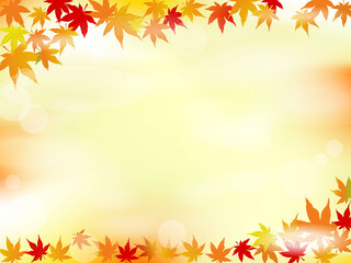 秋のもみじの背景イラスト