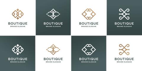 Boutique logo collection with beauty line concept Premium Vector