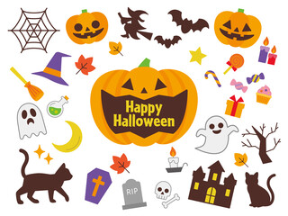 かわいいハロウィンアイコンセット　Cute Halloween Icons Vector Art
