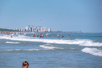busy with people myrtle beach on a hot summer day
