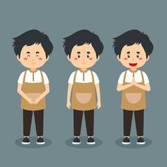 Barista Coffee Character with Various Expression