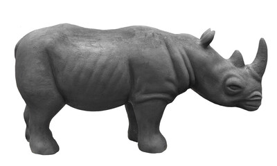 Fototapeta na wymiar Model of a grey African rhinoceros or rhino isolated on white