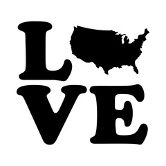 Vector Love USA Illustration on White Background