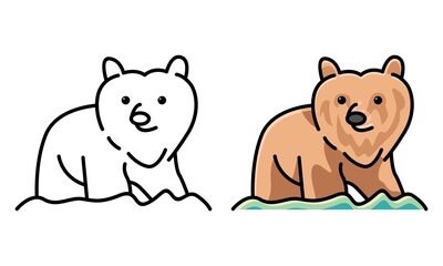 Obraz na płótnie Canvas Cute bear coloring page for kids