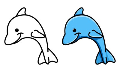 Cute dolphin coloring page for kids