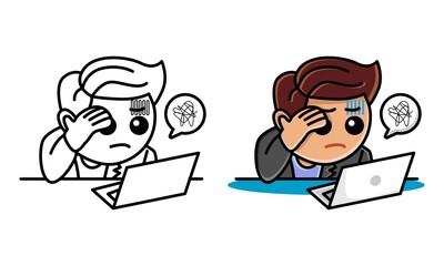 businessman stressful coloring page for kids