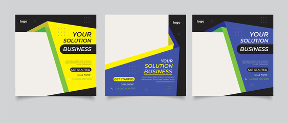 Online live webinar social media post or square banner template