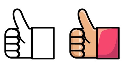 Cute thumb up or like coloring page for kids