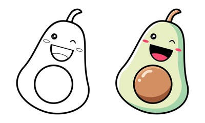Cute avocado coloring page for kids