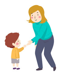 Kid Boy Girl Adult Shake Hands Illustration