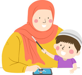 Boy Mom Muslim Watch Online Magician Illustration