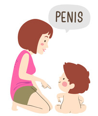 Kid Boy Mom Toddler Penis Illustration