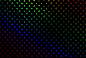 Dark multicolor, rainbow vector background with cards signs.