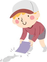 Kid Boy Playing Paper Fish Race Fan Illustration