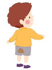 Kid Boy Poop Shorts Back Illustration