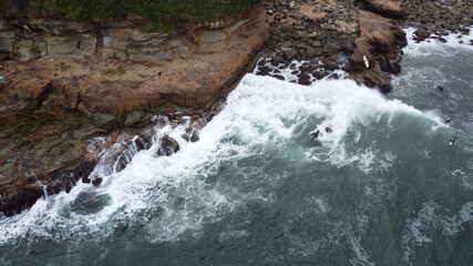 water flowing into the waterfall