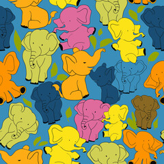 Cute Elephant Kids Nursery vector seamless repeat pattern perfect for children's decor and fabrics - 447207805