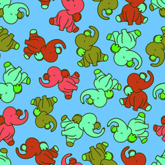 Cute Elephant Kids Nursery vector seamless repeat pattern perfect for children's decor and fabrics - 447207842