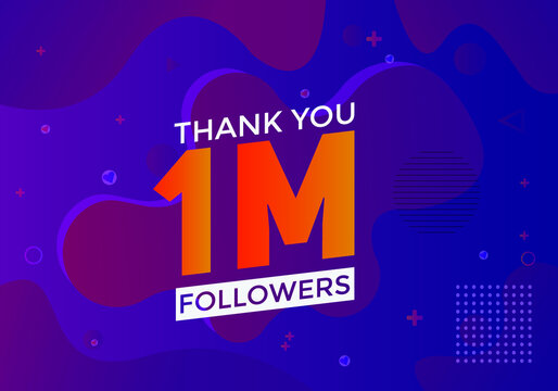 thank you 1m followers colorful banner. Thank you followers Banners, 1 milion followers, social midea banner followers